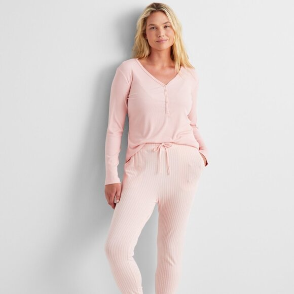 NWT .State of Day Women's Long-Sleeve Ribbed Henley Sleep Top Created for Macy - Picture 1 of 2
